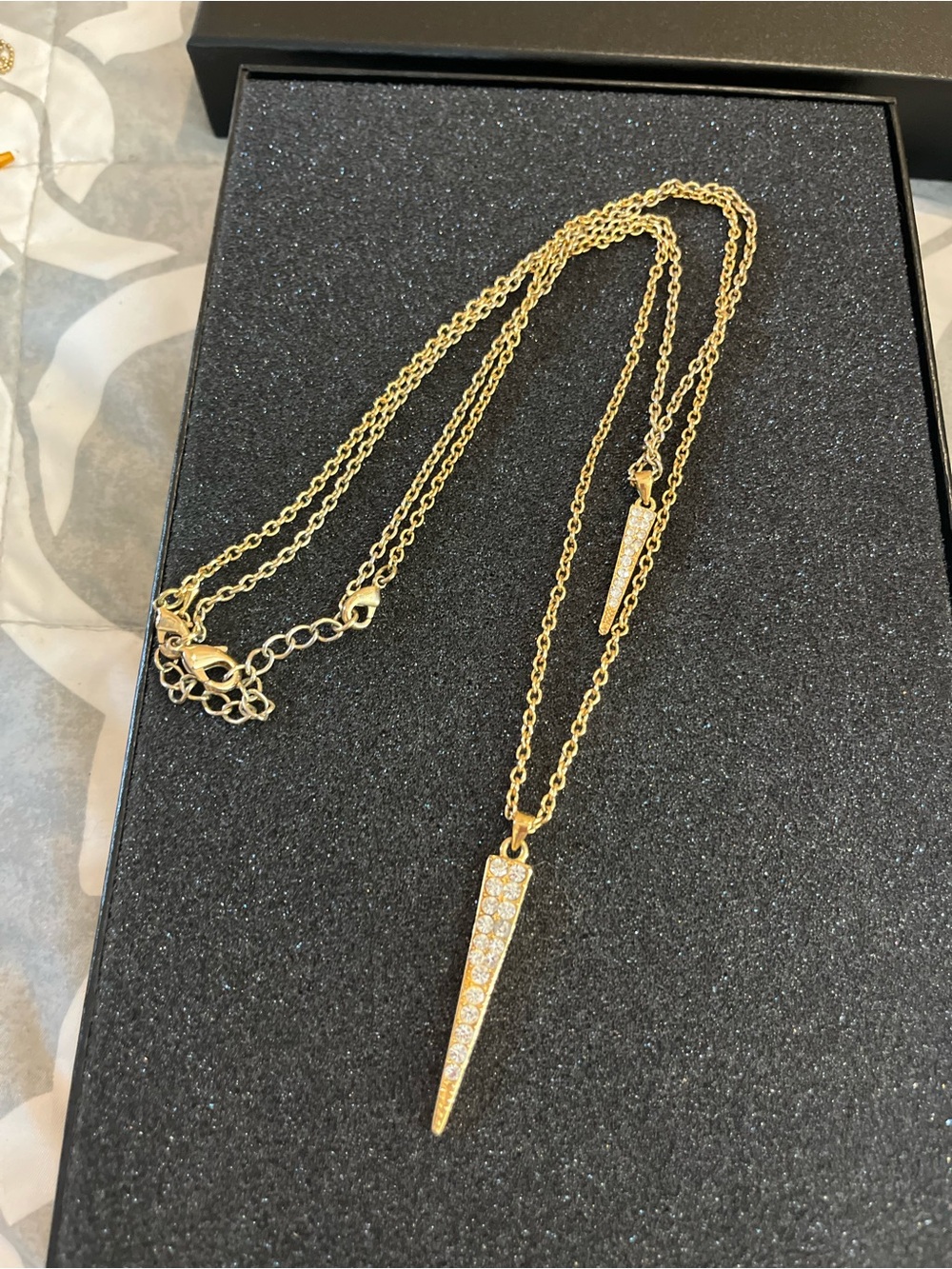 Park Lane Gold Spike Pendant Necklace with Pavé Crystals - Women Jewelry
